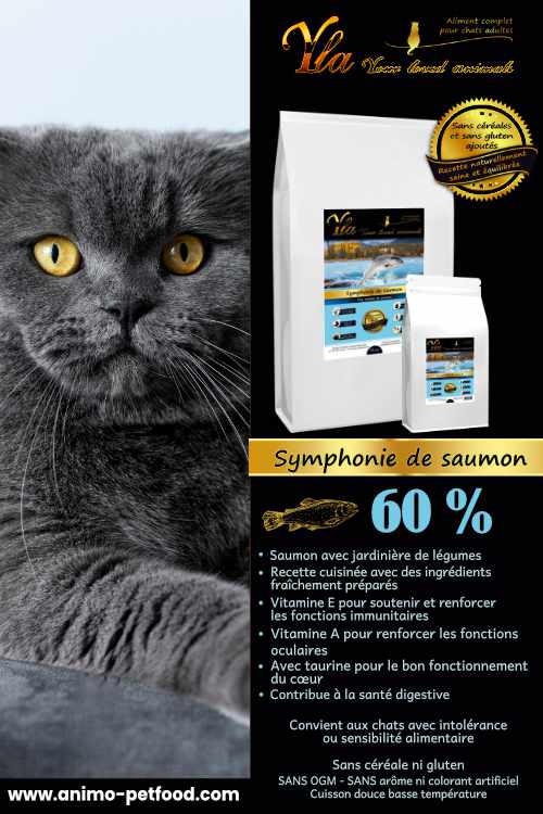 alimentation de qualité supérieure pour chat sans céréales ni gluten, adaptée aux chats souffrant d'allergies, de problèmes de digestion et de peau